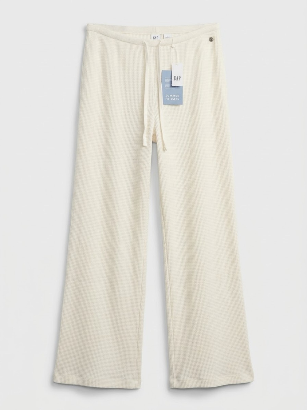 GAP Cream Wide-Leg Waffle Knit Lounge Pants
